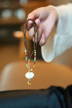 Kynam Agarwood Necklace, White Beeswax Amber Ruyi Pendant