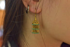 Kynam Agarwood Earrings, Fragrance Cage & Turquoise