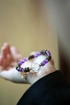 Kynam Agarwood Bracelet, Amethyst, Clear Quartz & Pearl