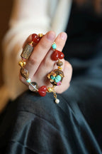 Kynam Agarwood Bracelet, South Red Agate, Turquoise & Tourmaline