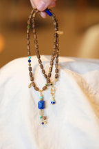 Kynam Agarwood Necklace, Old-Mine Imperial Lapis & Turquoise