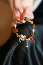 Kynam Agarwood Bracelet, South Red Agate, Turquoise & Tourmaline