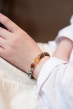 Kynam Agarwood Disc Bracelet, Citrine & South Red Agate