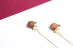 Mysore Sandalwood Earrings, Carved Dolphin, Freshwater Pearl