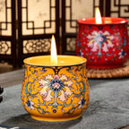 Chinese Enamel Painted Scented Candle, Smokeless, 7-Hour Burn