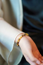 Beeswax Amber & Kynam Agarwood Bracelet, Carved Amber Plaque Focal