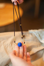 Lapis Lazuli & Agarwood Braided Necklace, Old-Mine Imperial Blue