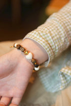 Tri-Color Turquoise Bracelet, Heart-Peach Focal & Agarwood