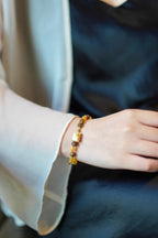 Beeswax Amber & Kynam Agarwood Bracelet, Carved Amber Plaque Focal