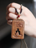 Mysore Sandalwood Charm, Hollow-Carved Buddha & Dragon