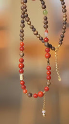 Kynam Agarwood Necklace, South Red Agate, Nephrite Jade & Carnelian
