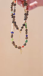 Kynam Agarwood Necklace, South Red, Tibetan Pearl, Jade & Lapis