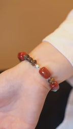 Kynam Agarwood Bracelet, South Red Agate & Turquoise
