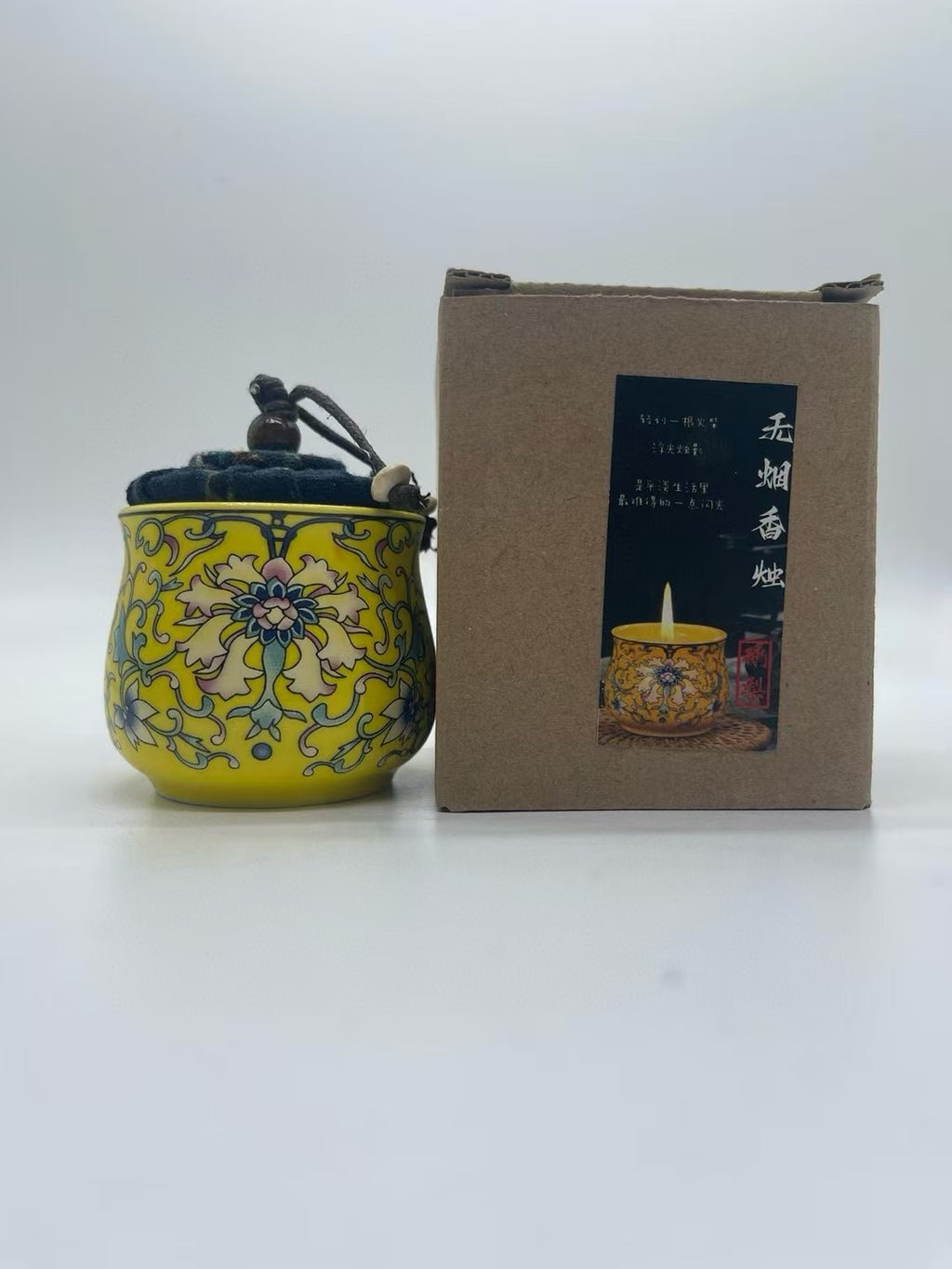 Chinese Enamel Painted Scented Candle, Smokeless, 7-Hour Burn
