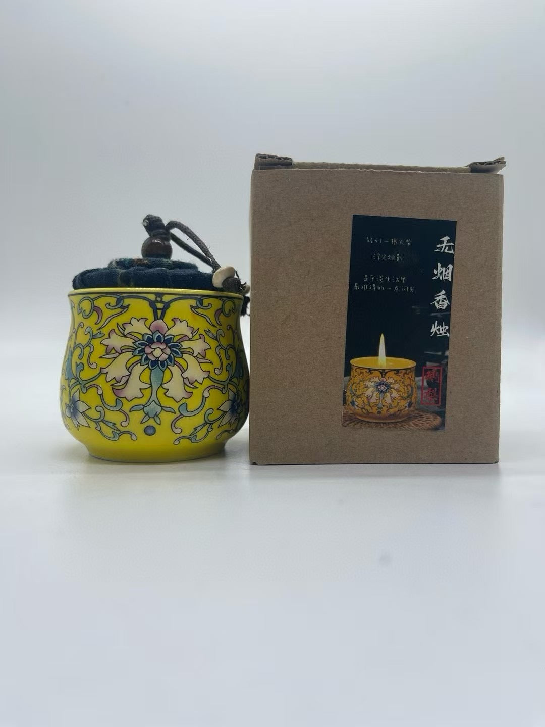 Chinese Enamel Painted Scented Candle, Smokeless, 7-Hour Burn